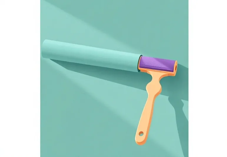 Pose de papier peint, rouleau et brosse à maroufler